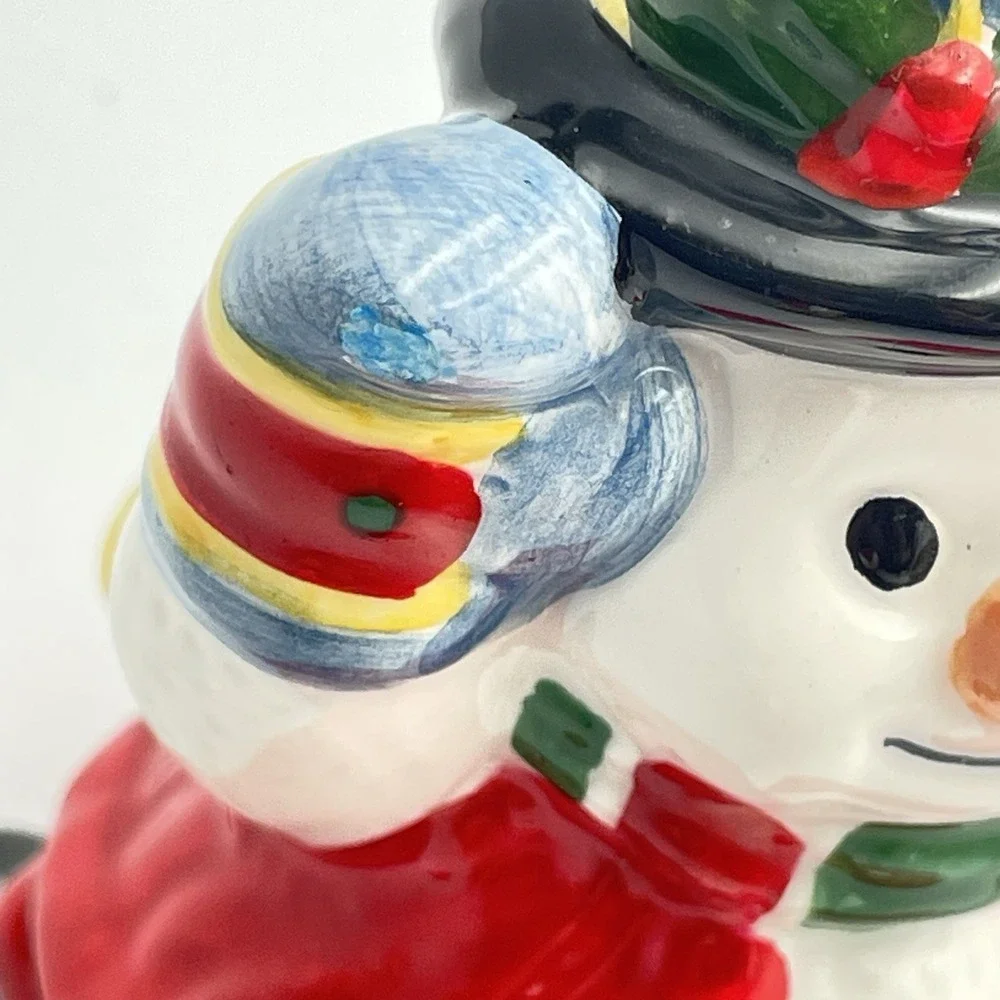 Vintage 1998 FIGI Graphics Sledding Snowman Teddy Bear Figurine‎ Christmas